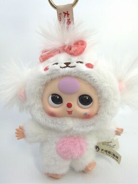 Baby Three Cat and dog plush charm key chain